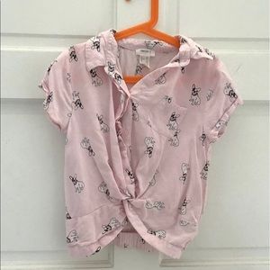 Pink bulldog button down blouse!
